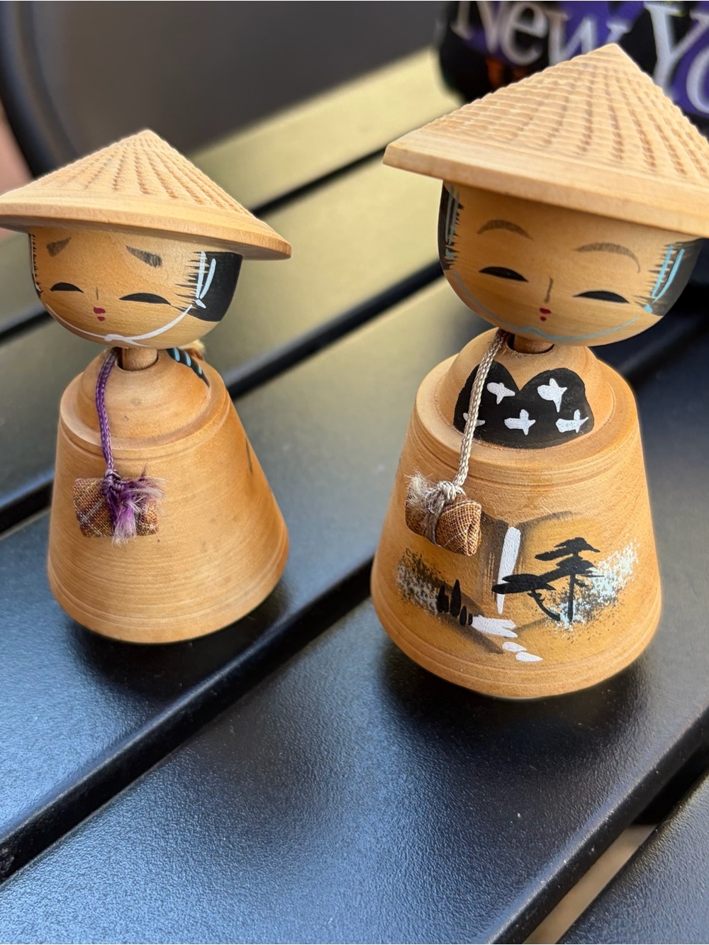 Handcrafted Wooden Kokeshi Dolls Set - Natural Wood Finish